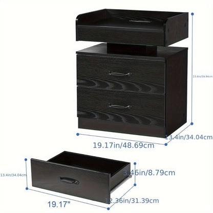 Small Nightstand with USB Charging Station & LED Lights, Compact Bedside Table with Drawer, Under 27 Inch Floor Mount