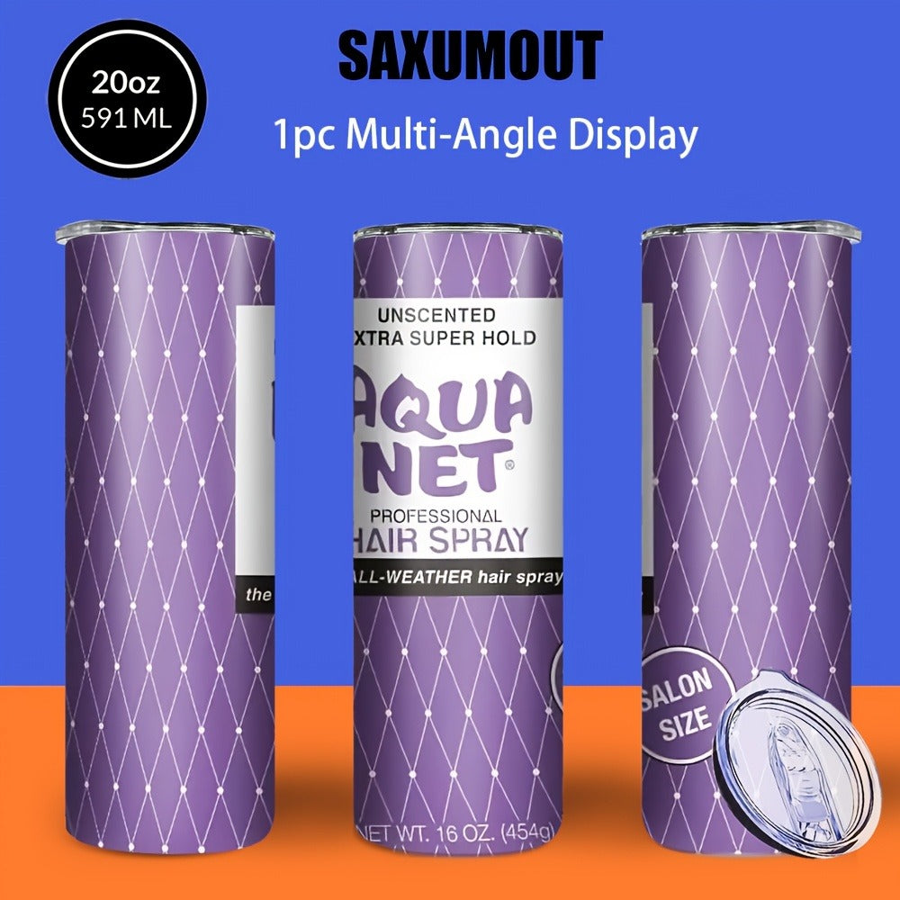 Insulated Tumbler Drinkware by SAXUMOUT, 20oz Stainless Steel Cup with Lid, Straw and Purple Retro Graphic