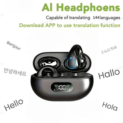 156-Language Real-Time Translation Earbuds Bluetooth 5.4 3-in-1 Mode Noise Cancelling Wireless Travel Earphones iOS Android Compatible Noir Rose Orange Cream