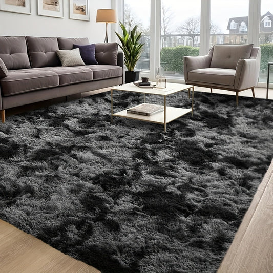 Shaggy Plush Area Rug - Soft Fluffy Carpet for Living Room, Bedroom & Sofa | Non-Slip Machine Washable Tie-Dye & Solid Color Long Pile Rug | Luxury Home Decor Floor Mat in Multiple Sizes & Colors
