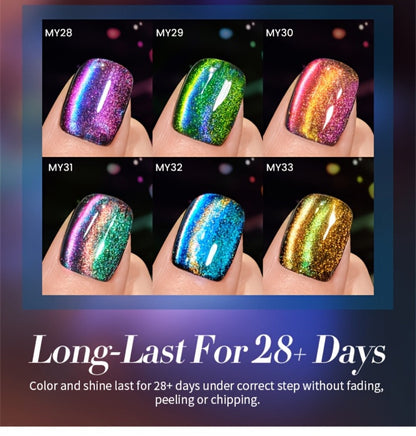 Gel Nail Polish 6-Color 9D Polaris Magnetic Set with Six 10ml Glass-Water-Light Shades for Nail Art