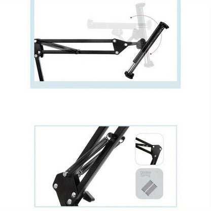 Floor-Standing Phone and Tablet Holder with Articulating Arm, Rotating Clamp and Exact 68.9-Inch Option