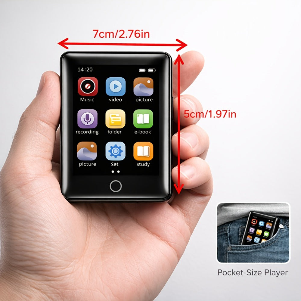 HiFi Touchscreen MP3 Player 2.4" IPS HD Display, Music & Video Playback, E-Book Reader, Voice Recorder, 128GB Expandable Storage, Portable Digital Audio Player for Running Travel Learning