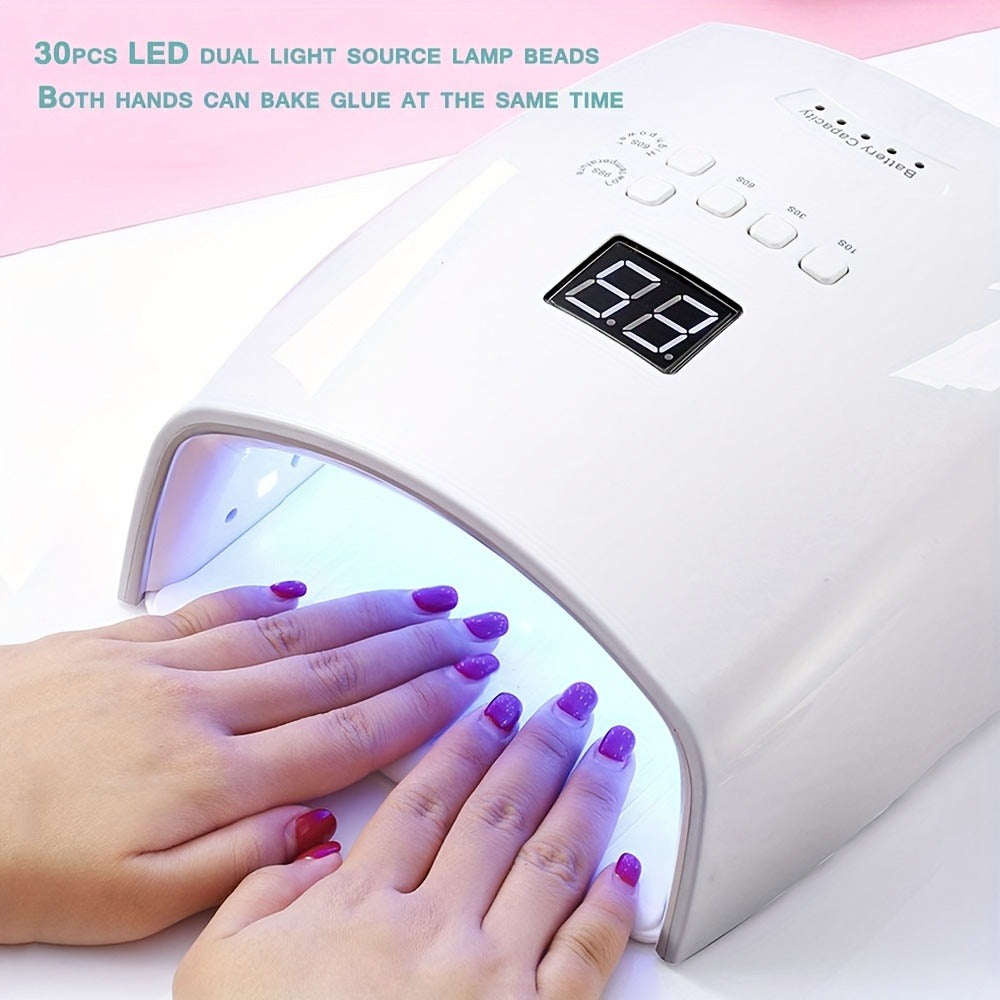 Rechargeable UV LED Nail Lamp with 33 Light Beads, Four-Button Display and Three Style Options