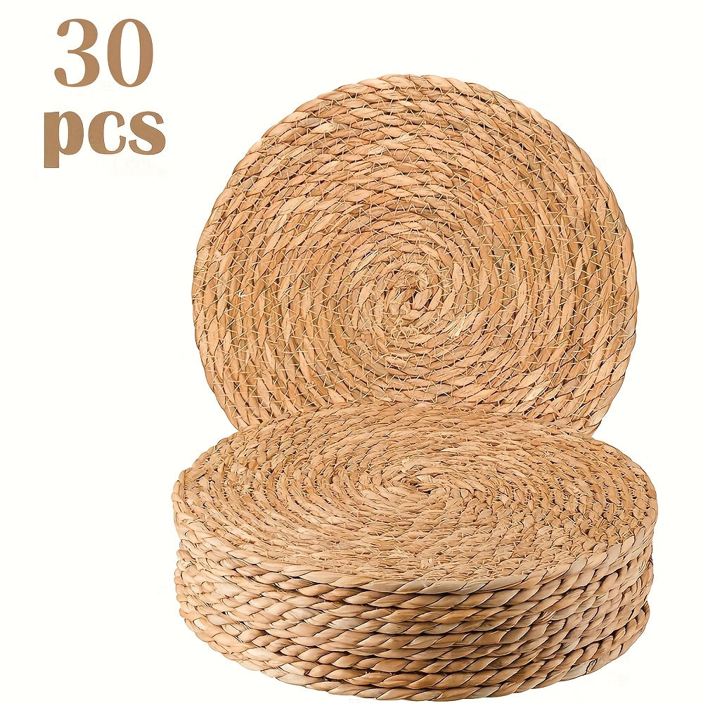 Round Braided Table Placemats in 6-, 10-, 20-, 30- or 50-Piece Options with 12-Inch Diameter