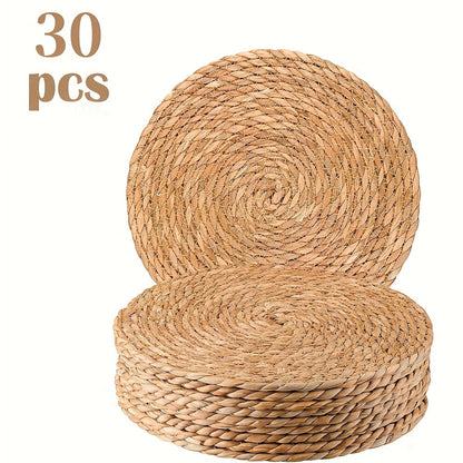 Round Braided Table Placemats in 6-, 10-, 20-, 30- or 50-Piece Options with 12-Inch Diameter