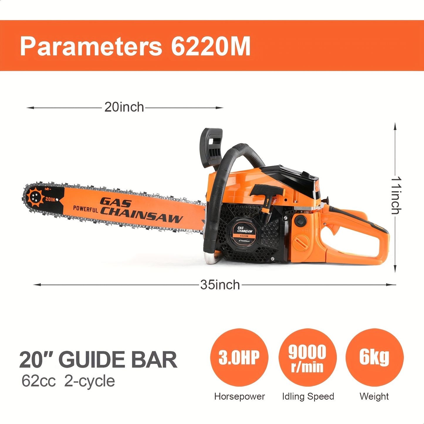 Mixed Gas Chainsaw Options with 12-Inch Compact Color Models and 20-Inch BlackRed Configuration