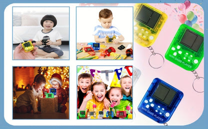 18-Piece Mini Game Keychain Set with Controller and Handheld Shapes in Six Pictured Case Colors