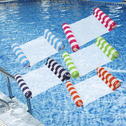 Five-Piece Inflatable Pool Hammock Float Set with Mesh Centers, Striped Designs and 51.2-Inch Length
