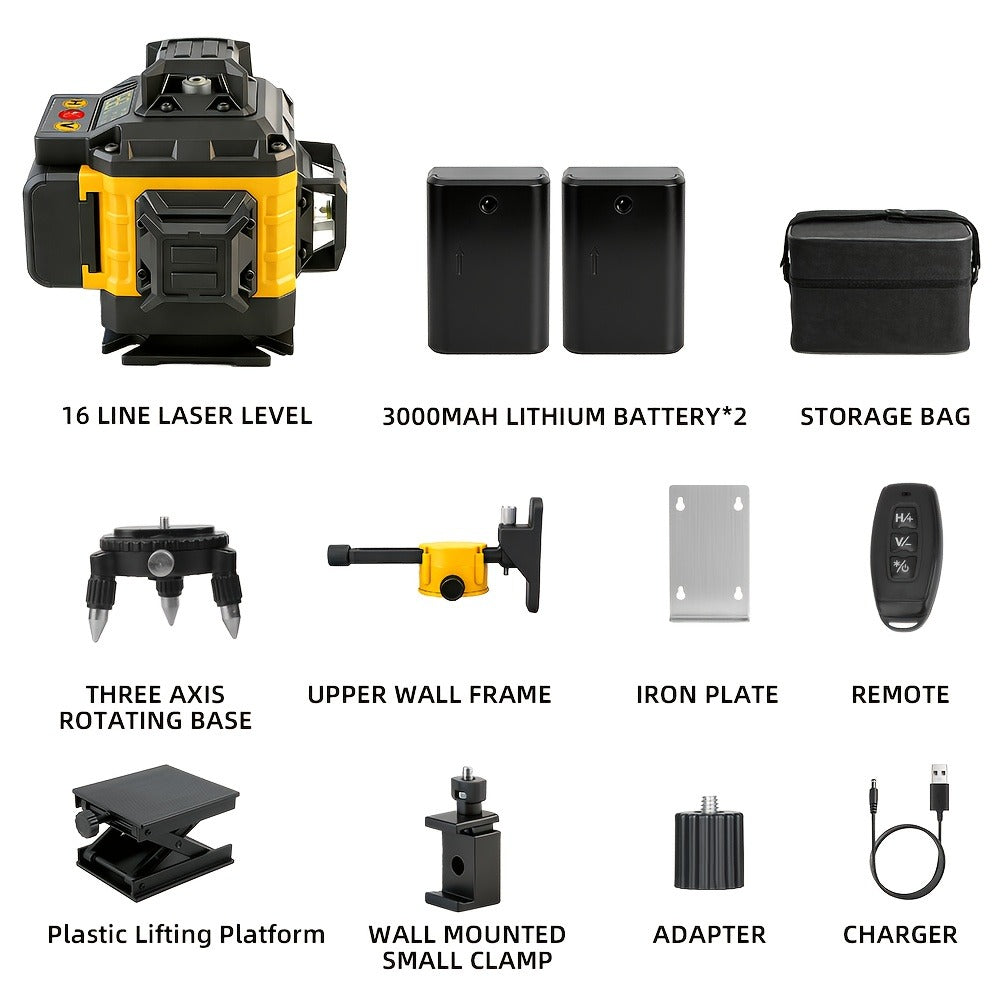 16-Line-Labeled Laser Level Kits in Five Packages with Tripod and No-Tripod Checkout Options