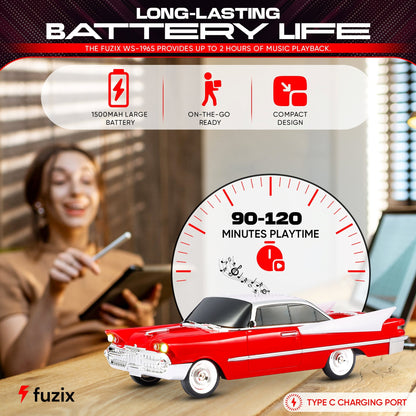 Portable Bluetooth Speaker Fuzix WS-1965 Retro Car with LED Lights, Mic, FM, AUX, USB and TF