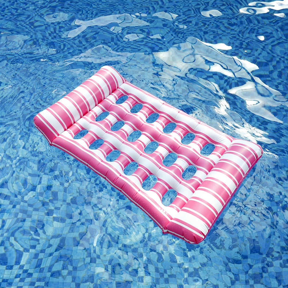 Pool Float Striped Tanning Mat with Built-In Headrest, 51.18 x 27.56 Inches and Three Color Selections