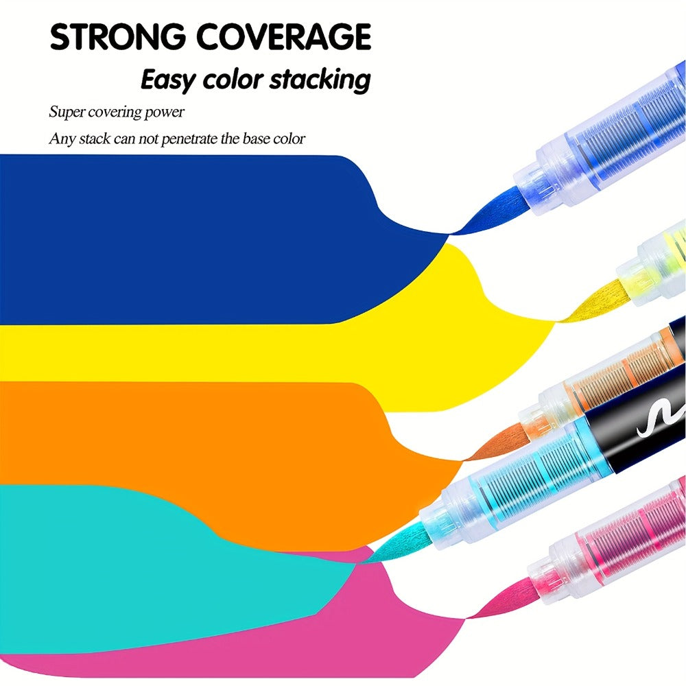Soft Brush Acrylic Paint Pen Set with Clear Barrels in 12-, 36-, 60-, 80- or 120-Color Checkout Options