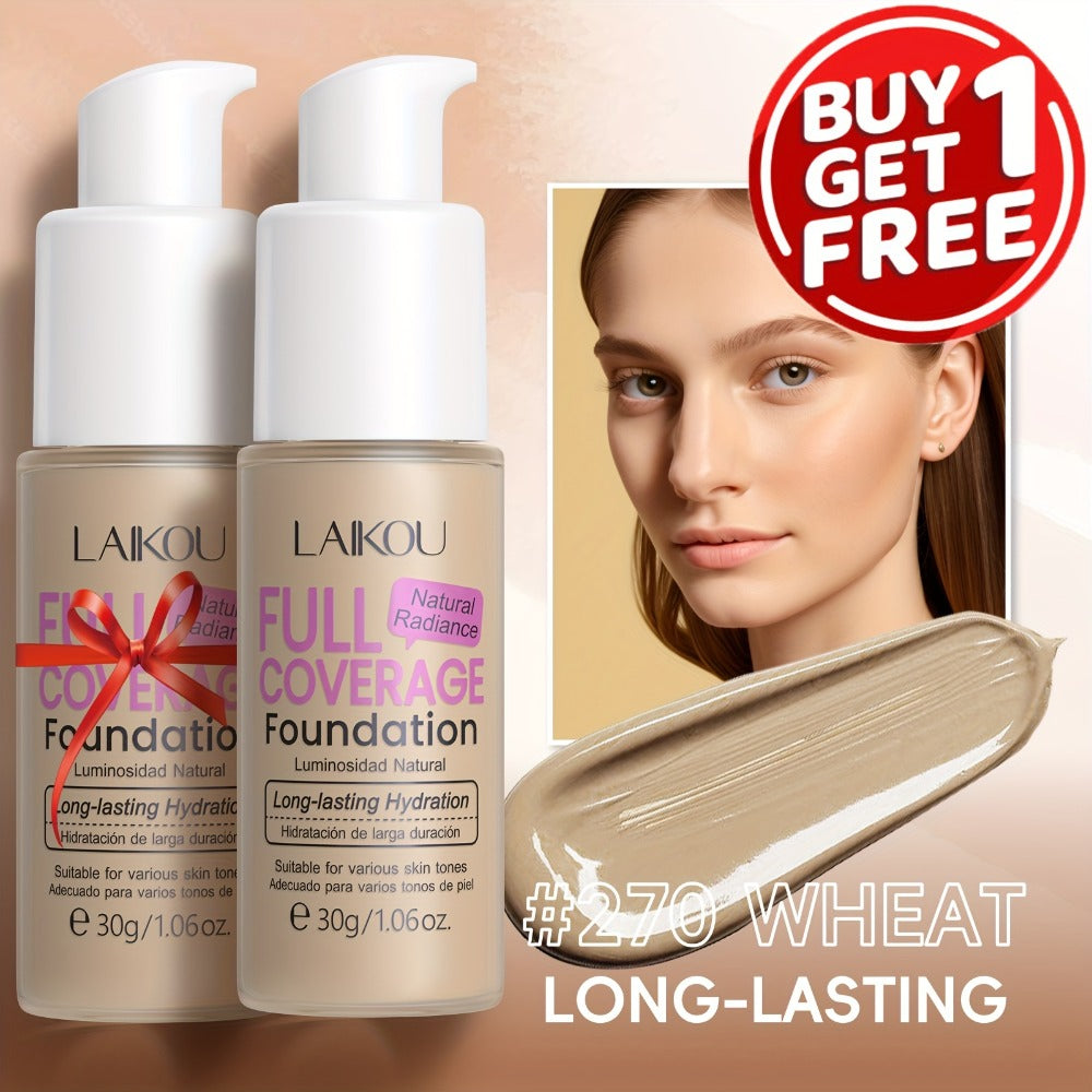 LALKOU 30g Liquid Foundation Two-Bottle Set with Pump Dispensers and Six Shades from Ivory to Tan