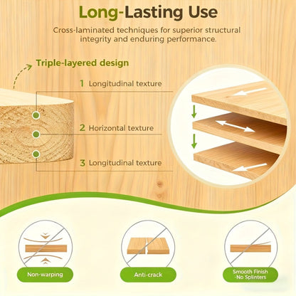 Wood Cutting Board Set of 3 Natural Wooden Chopping Boards with Juice Groove & Non-Slip Edges – Reversible Design for Meat BBQ Home Kitchen Restaurant Holiday Gift