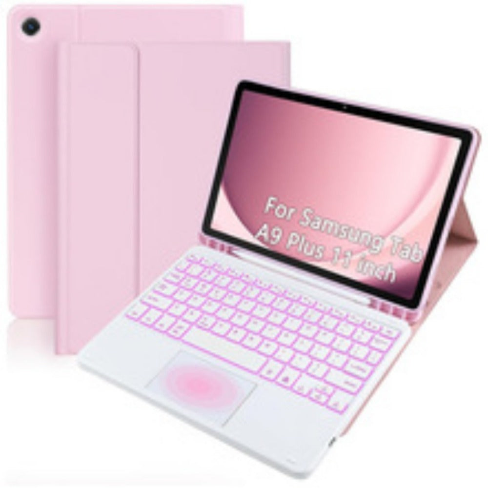 Black or Pink Backlit Touchpad Keyboard Folio for Samsung Galaxy Tab A9+ 11-Inch with Detachable Design