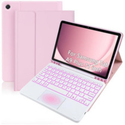Black or Pink Backlit Touchpad Keyboard Folio for Samsung Galaxy Tab A9+ 11-Inch with Detachable Design