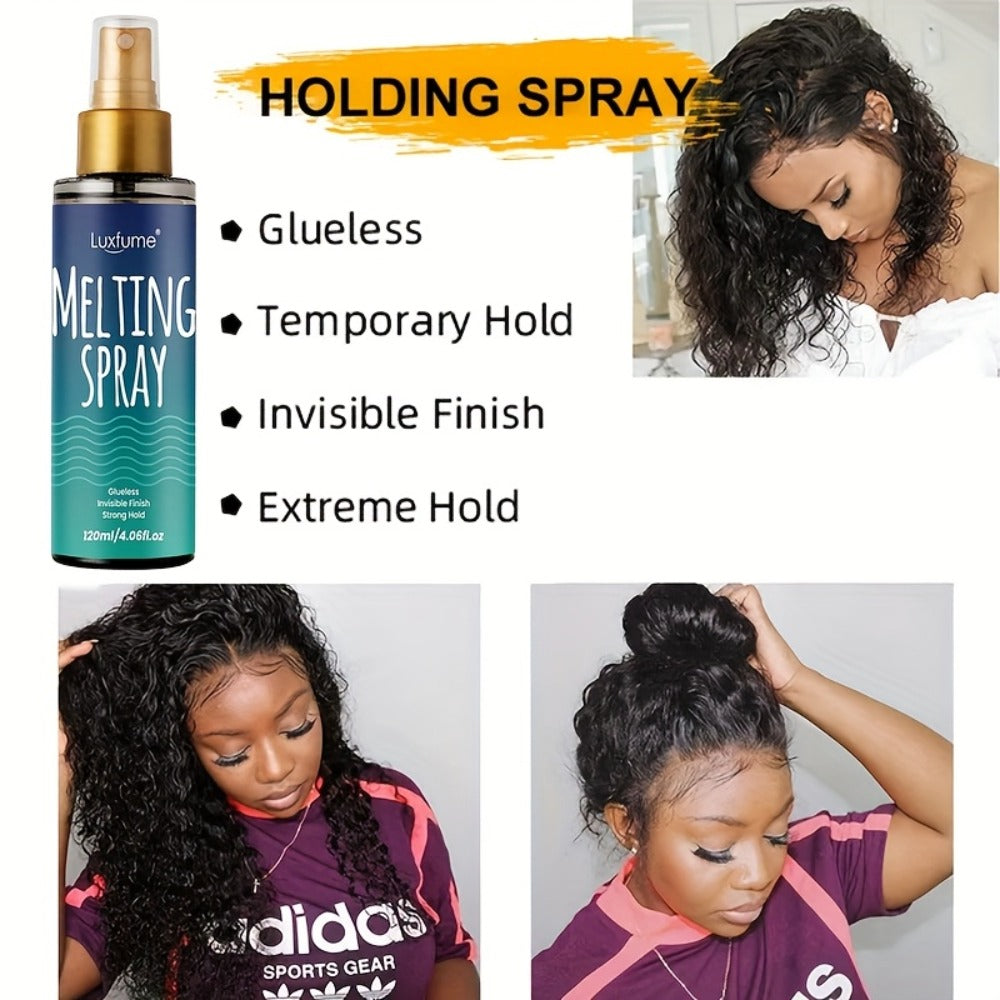 Lace Melting Spray for Wigs Invisible Hold No Residue Strong Bond Quick Dry Transparent Wig Adhesive Spray for Lace Front Full Lace Daily Styling Women