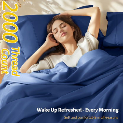 Bed Sheet Set 4-Piece Bamboo-Derived Fabric with Source-Listed Extra-Deep Pocket and Eighteen Colors