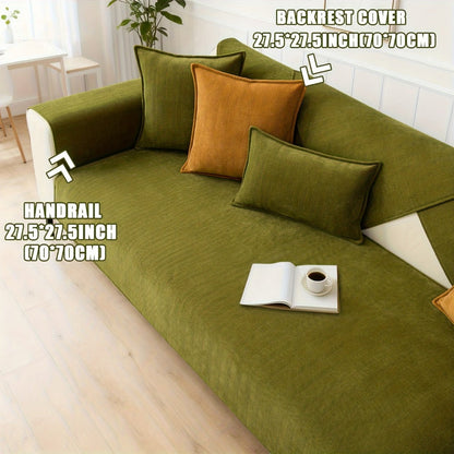 Sofa Cover Ribbed Chenille Stretch Panels with Non-Slip Design for 1 to 4 Seats, Armrests or Cushions