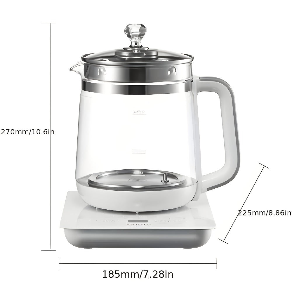 Electric Kettle 1.8L Glass Multi-Cooker with 18 Presets, Tea Infuser, Egg Steaming Rack and US Plug