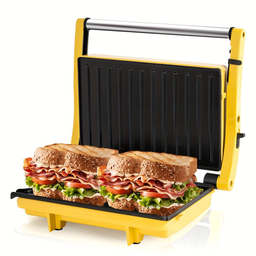 Panini Press Grill 3-in-1 Electric Indoor Grill with Non-Stick Plates - 180° Flat Grill Sandwich Maker with Floating Hinge Grease Tray Temperature Control, Compact Countertop Grill for Home Dorm Office