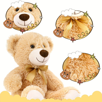 Plush Toy Eight-Pack of 11-Inch Teddy Bears in Dark Brown or Khaki for Events and Favors for Character Display, Room Decor and Gift