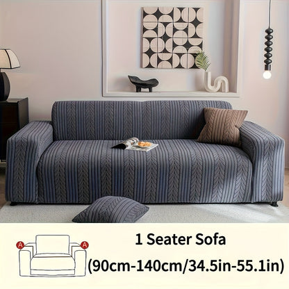 Sofa Cover Stretchy Washable Slipcover for 1 2 3 4 Seater Couch, Zigzag Textured Fabric, Scratch Slip Resistant Furniture Protector, Cream White Light Grey Dark Gray Coffee Brown
