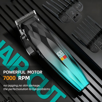 Hair Clipper Cordless Ceramic-Blade Trimmer with 7000RPM Motor, Eight Guide Combs and Three Colors