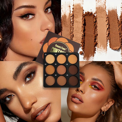 Matte Contour Palette 9 Colors Face Contouring Bronzer Kit Deep Brown Tones Buildable Blendable Multi-Use multi-use Sculpting Makeup for
