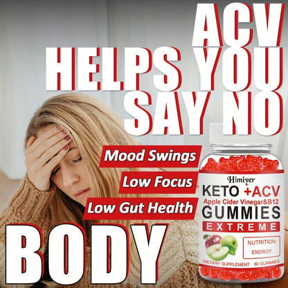 Dietary Supplement Apple Cider Vinegar Gummies with Vitamins B12 and B6 in One- or Three-Pack Options