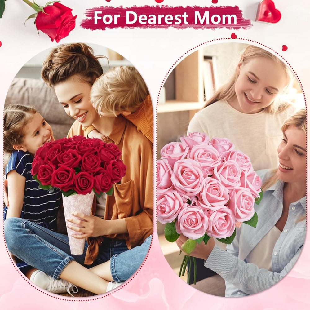Artificial Flowers Long-Stem Velvet Rose Set in 50 or 100-Piece Variant Options across Five Colors