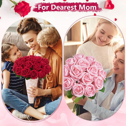 Artificial Flowers Long-Stem Velvet Rose Set in 50 or 100-Piece Variant Options across Five Colors