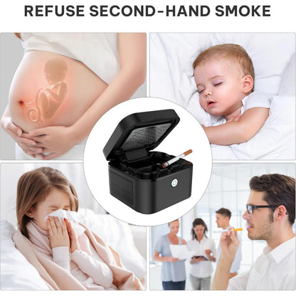 Smokeless Ashtray with HEPA Filter – USB Rechargeable Indoor Ashtray for Home Office Car, 4 Filters Included, Gifts for Him Her