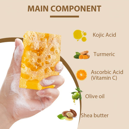 Handmade Turmeric Lemon Soap Bar Set Natural Exfoliating Face Body Cleansing Oil Control Alcohol Free with Lathering Screens 6 / 12pcs