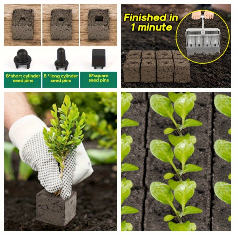 Garden Clod Breaker & Soil Blocker Tool - Heavy Duty Metal Multi-Cell Soil Block Maker with Adjustable Handle for Seed Starting, Potting & Lawn Aeration - Professional Home Gardening
