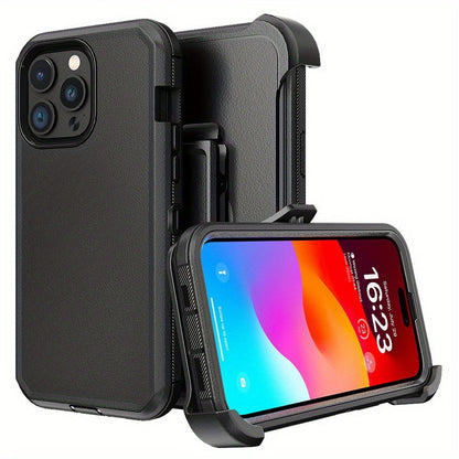 Phone Case Dual-Layer TPU and PC Cover with Rotating Belt Clip Holster and Qi Support for iPhone 14 Models