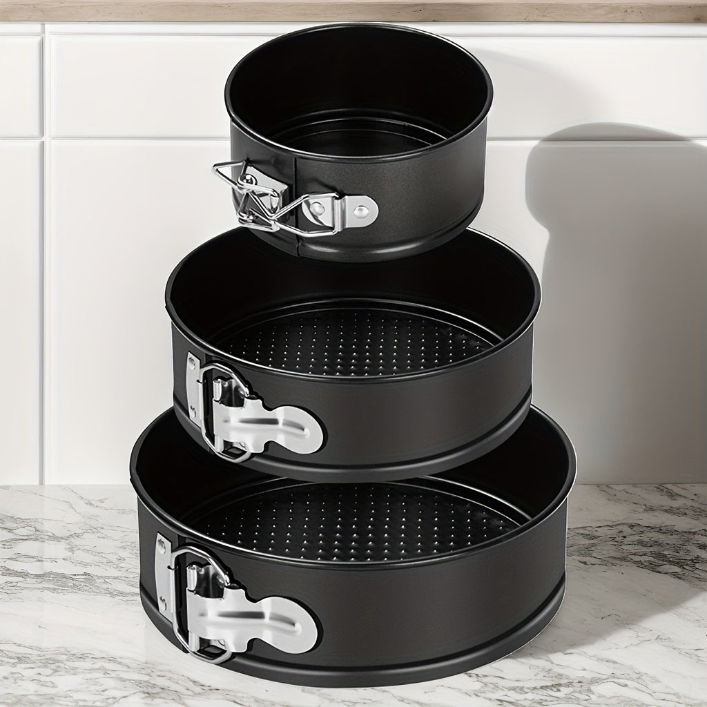 Springform Cake Pan Set, Nonstick Carbon Steel Cheesecake Pan with Removable Bottom & Locking Latch, Round Springform Pan for Cheesecake Pizza Quiche Mousse, 4-Inch Set or 4"/7"/9" 3-Piece Set