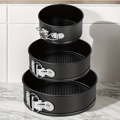 Springform Cake Pan Set, Nonstick Carbon Steel Cheesecake Pan with Removable Bottom & Locking Latch, Round Springform Pan for Cheesecake Pizza Quiche Mousse, 4-Inch Set or 4"/7"/9" 3-Piece Set