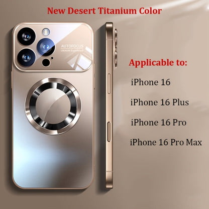 Phone Case Matte Titanium-Finish Magnetic Cover with Built-In Glass Lens Protector for Select iPhone Models