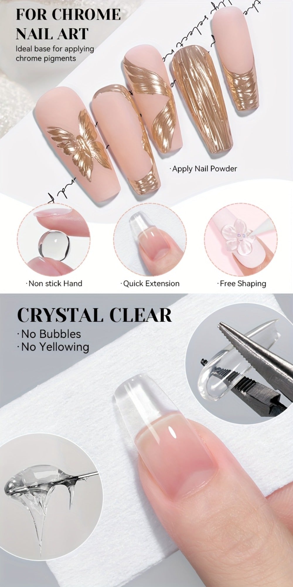 3D Sculpting Builder Gel Kit with Carving Pen — Clear & White Nail Extension Gel for Floral Nail Art, Acrylic Extensions & DIY Salon Manicure, Professional Nail Modeling Gel Set 2pcs or 3pcs for Women