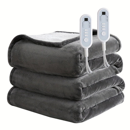 Electric Blanket with Temperature Control and Timer – Extra Large Flannel Heated Blanket, 8 Levels 10-Hour Auto-Off, Machine Washable, PTC+NTC Overheat Protection, Throw Twin Full Queen King