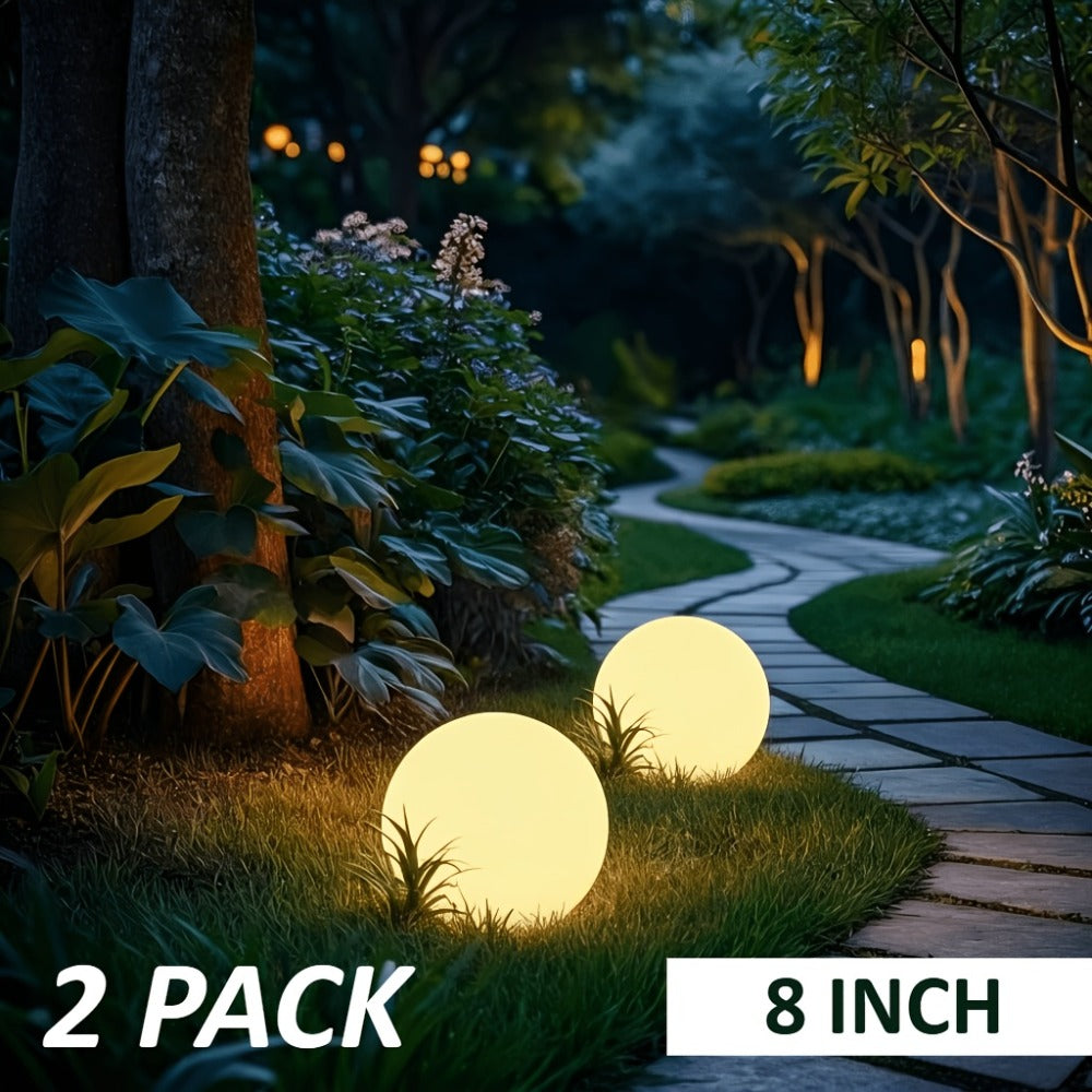 Solar Outdoor Lights 8-Inch RGB Globe with Remote, 16 Colors, 8 Brightness Levels and 4 Effects