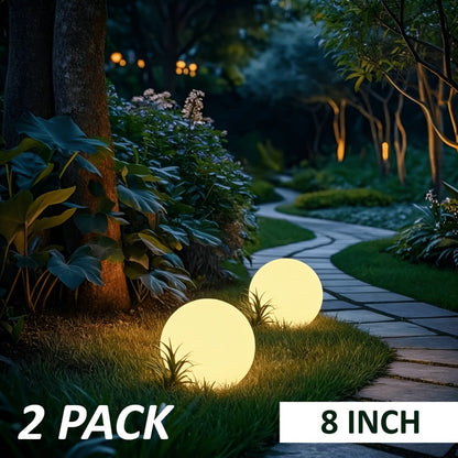 Solar Outdoor Lights 8-Inch RGB Globe with Remote, 16 Colors, 8 Brightness Levels and 4 Effects