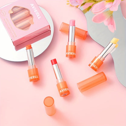 Four-Piece Moisturizing Lip Balm Set with Vitamin E and Plant Oils for an Everyday Lip Care Routine