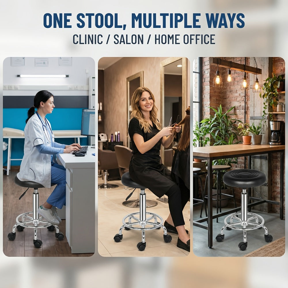 360 Swivel Bar Stool with Footrest Round Cushioned Sponge Seat Chrome Base Counter Stool Kitchen Island Home