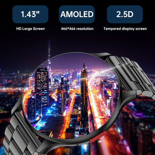 Smartwatch – AMOLED for Men SENBONO 1.43" HD Bluetooth Calling, 100+ Sport Modes, DIY Custom Watch Face, Heart Rate Sleep Blood Oxygen…