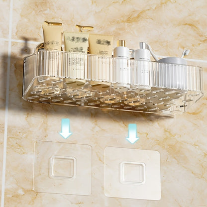 Wall Mounted Bathroom Shelf Storage Rack Organizer - Plastic Hanging Tray Basket Shampoo Shower Gel Holder | Gray Amber Green | Bathroom Storage and Organization Accessories