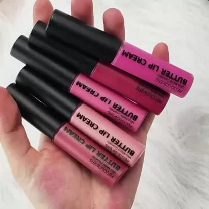 Lip Gloss Set by PECOLORS with 9 Nude and Pink Creamy Lip Colors, Tube Applicators and Display Box