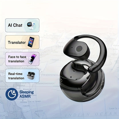 144-Language AI Real-Time Translation Earbuds, Two-Way Interpreter Earphones USB & Battery Rechargeable with Carrying Pouch, for Travel Business Shopping Learning Language Study